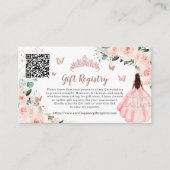 Blush Bloemen Roos Goud Quinceañera Gift Registry Informatiekaartje (Voorkant)