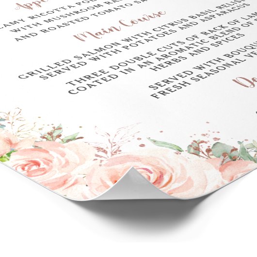 Blush Bloemen Roos Goud Quinceanera Verjaardagsmen Poster (Hoek)
