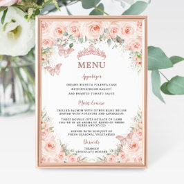 Blush Bloemen Roos Goud Quinceanera Verjaardagsmen Poster