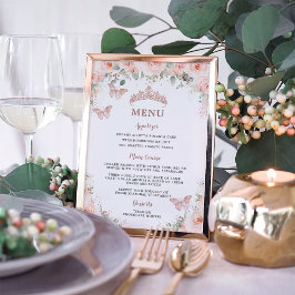 Blush Bloemen Roos Goud Quinceanera Verjaardagsmen Poster