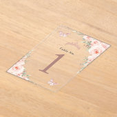 Blush Bloemen Roos Goud Quinceanera XV Tafelnummer (Laagn)