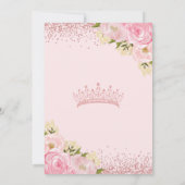 Blush Bloemen Roos Goud Roze Glitter Quinceanera Kaart (Achterkant)