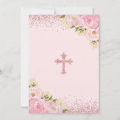  Blush Bloemen Roos Gouden Doop 1e Verjaardag Kaart (Achterkant)