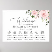 Blush bloemen, roze bloemen, bruiloft tijdlijn poster (Voorkant)