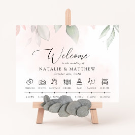 Blush bloemen, roze bloemen, bruiloft tijdlijn poster