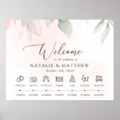 Blush bloemen, roze bloemen, bruiloft tijdlijn poster (Voorkant)