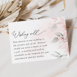 Blush Bloemen, Roze Bloemen, Bruiloft Wishing Well Informatiekaartje