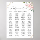 Blush Bloemen, Roze Bloemen, Bruiloft Zitkaarten Poster (Voorkant)