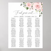 Blush Bloemen, Roze Bloemen, Bruiloft Zitkaarten Poster (Voorkant)