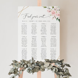 Blush Bloemen, Roze Bloemen, Bruiloft Zitkaarten Poster