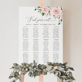 Blush Bloemen, Roze Bloemen, Bruiloft Zitkaarten Poster