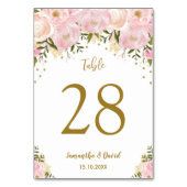 Blush Bloemen Roze Goud Trouwtafel Nummer Kaart (Achterkant)