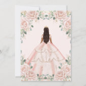 Blush Bloemen Roze Jurk Princess Gown Quinceañera Kaart (Achterkant)