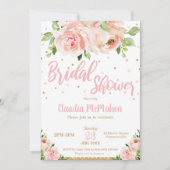 Blush Bloemen Rozen Vrijgezellenfeest Roze en Goud Kaart (Voorkant)