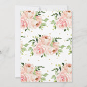 Blush Bloemen Rozen Vrijgezellenfeest Roze en Goud Kaart (Achterkant)