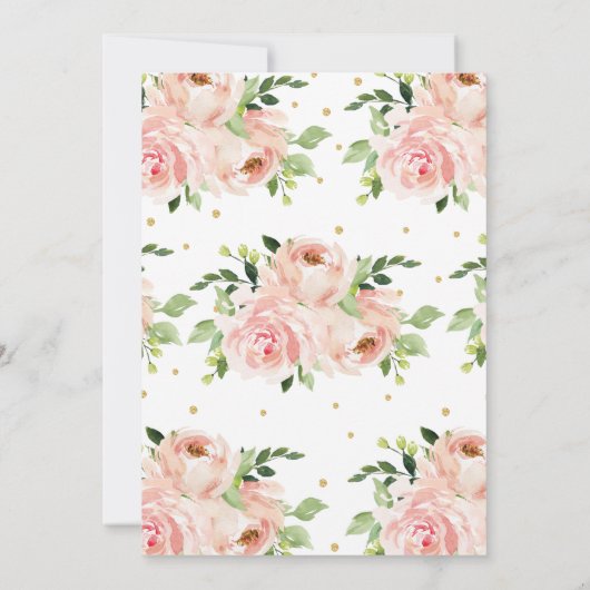 Blush Bloemen Rozen Vrijgezellenfeest Roze en Goud Kaart (Achterkant)