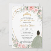 Blush Bloemen Salie Groen Bruin Prinses Quinceañer Kaart (Voorkant)