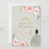 Blush Bloemen Salie Groen Bruin Prinses Quinceañer Kaart (Achterkant)