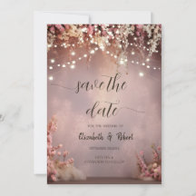 Blush Bloemen Slingerlichten Save The Date