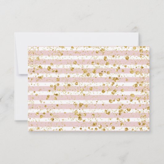 Blush Bloemen Strepen & Goud Bruiloft Antwoord RSV (Achterkant)