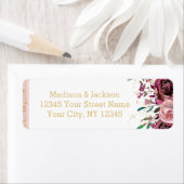 Blush Bloemen Strepen Goud Bruiloft Retouradres Etiket (Insitu)