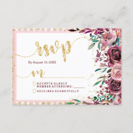 Blush Bloemen Strepen & Gouden Bruiloft RSVP React