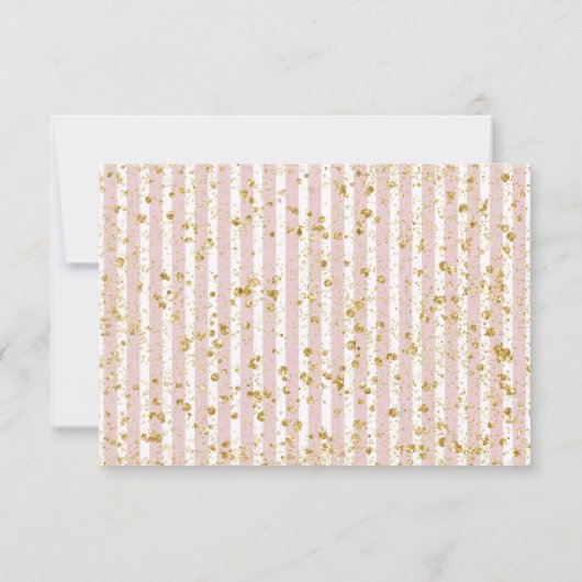 Blush Bloemen Strepen & Gouden Bruiloft RSVP React (Achterkant)