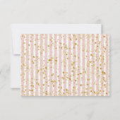 Blush Bloemen Strepen & Gouden Bruiloft RSVP React Kaartje (Achterkant)