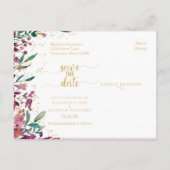 Blush Bloemen Strepen & Gouden Bruiloft Save the D Aankondigingskaart (Achterkant)