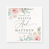 Blush bloemen succulent bruiloft | Desert Botanica Servet (Voorkant)