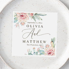 Blush bloemen succulent bruiloft | Desert Botanica Servet