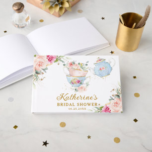 Blush Bloemen Tea Party Baby Verjaardag Vrijgezell Gastenboek