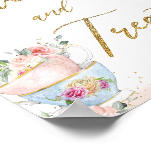 Blush Bloemen Tea Party Snoepjes & Beats Bruids Ba Poster (Hoek)