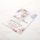 Blush Bloemen Tea Party Vrijgezellenfeest Roos Gou Folie Uitnodiging (Gedraaid)