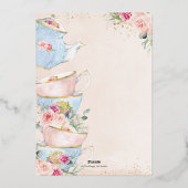 Blush Bloemen Tea Party Vrijgezellenfeest Roos Gou Folie Uitnodiging (Achterkant)