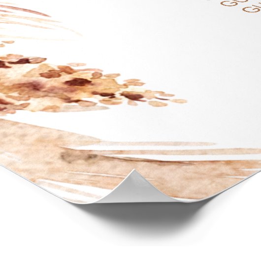 Blush Bloemen Terracotte Sweet 16 zitplaatsen kaar Poster (Hoek)