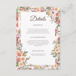 Blush Bloemen Trouwdetails Kaart