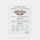 Blush Bloemen Trouwprogramma Acryl Bord (Voorkant)