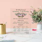 Blush Bloemen Trouwprogramma Acryl Bord (Huwelijk)