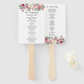 Blush Bloemen Trouwprogramma Fan Handwaaier (Voorkant en achterkant)