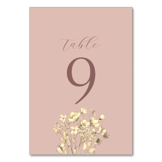 Blush Bloemen Trouwtafel Tafelnummer (Voorkant)