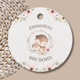 Blush Bloemen Uil Baby Meisje Douche Bedankt Bedankjes Labels