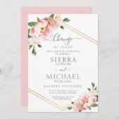 Blush Bloemen Verandering van Plannen Bruiloft Uit Kaart (Voorkant / Achterkant)