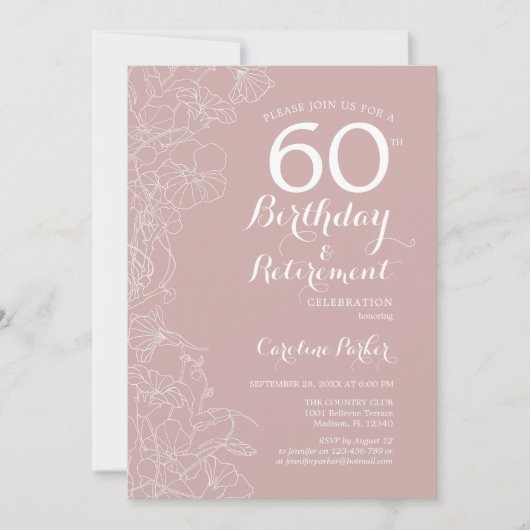 Blush Bloemen Verjaardag & Pensionering Party Kaart (Voorkant)