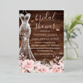 Blush Bloemen Vlinder Jurk Rustiek Vrijgezellenfee Folie Uitnodiging (Staand Voorkant)