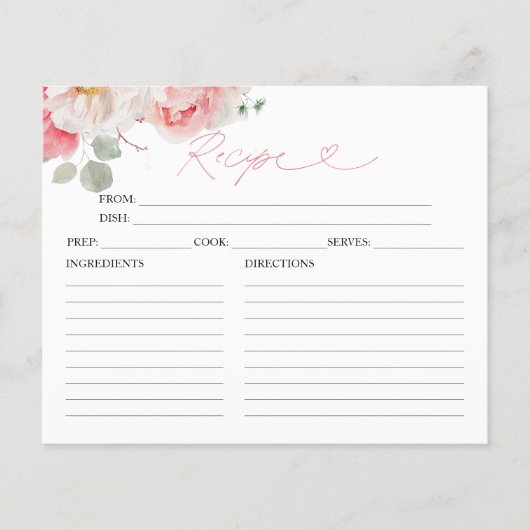 Blush Bloemen Vrijgezellenfeest Recept Kaarten (Voorkant)