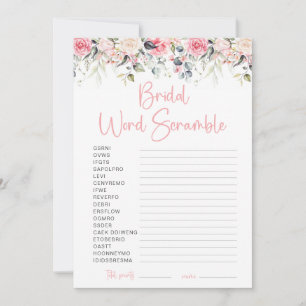 Blush Bloemen Vrijgezellenfeest Word Scramble Game Kaart
