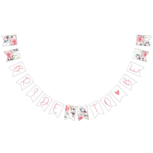 Blush Bloemen Waterverf Bruids Bunting Banner (Alle)