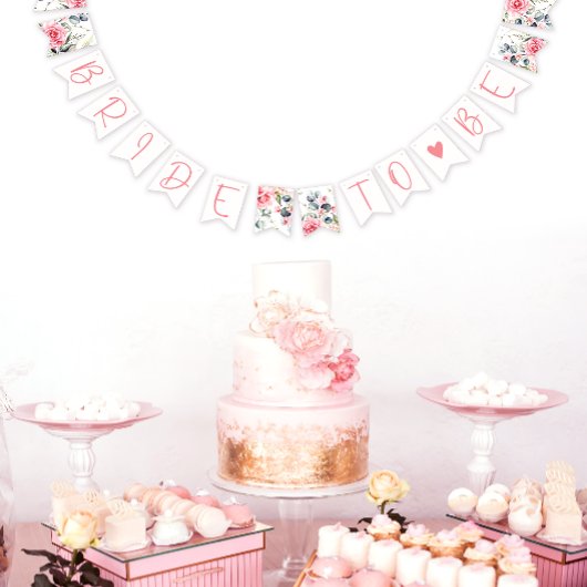 Blush Bloemen Waterverf Bruids Bunting Banner