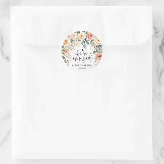 Blush Bloemen Waterverf bruiloft Sticker (Tas)